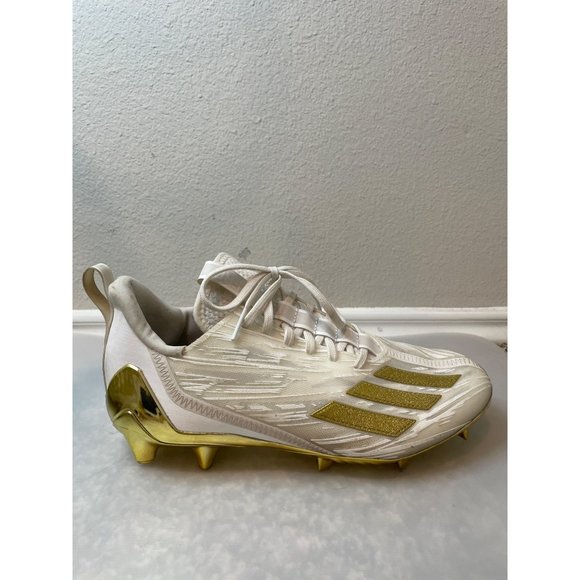 Adidas White & Gold Metallic Adizero Football Cleats GX5122 main image 7